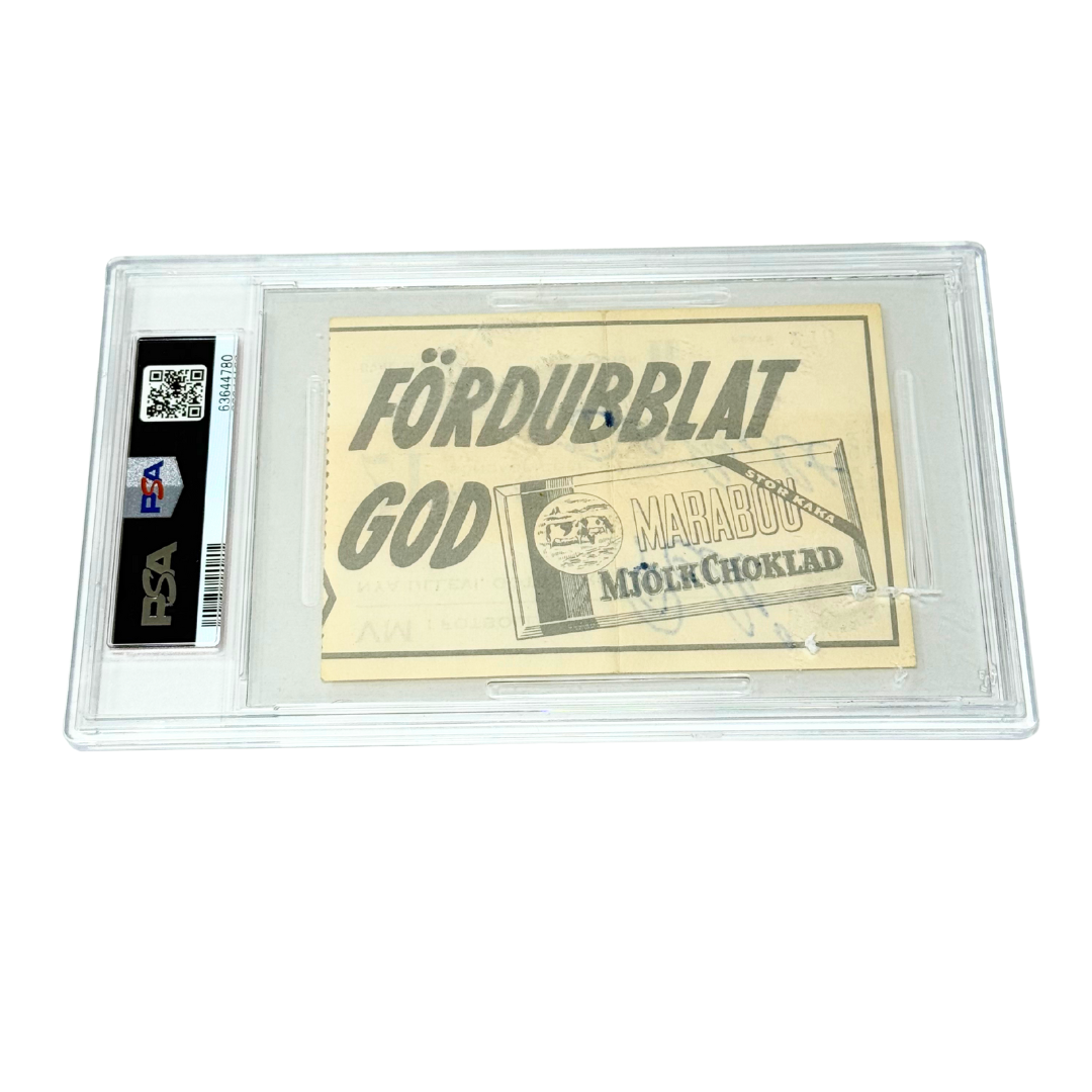Pele Signed 1958 World Cup Debut Brazil Match Ticket Inscribed DEBUT – PSA 1.5